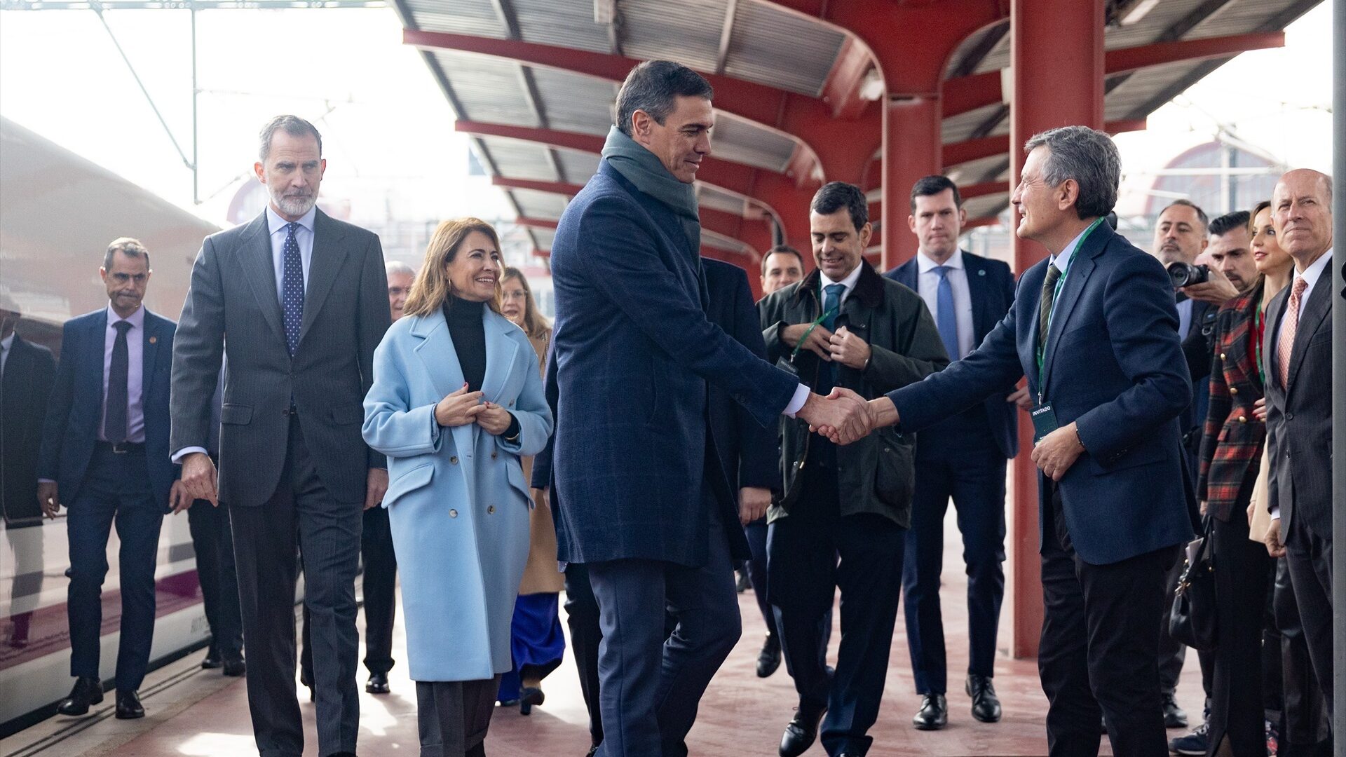 El presidente del Gobierno de España, Pedro Sánchez en el viaje inaugural del AVE a Murcia