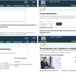 Web del presidente en cuatro lenguas cooficiales: marcado en azul claro los únicos textos en esas lenguas