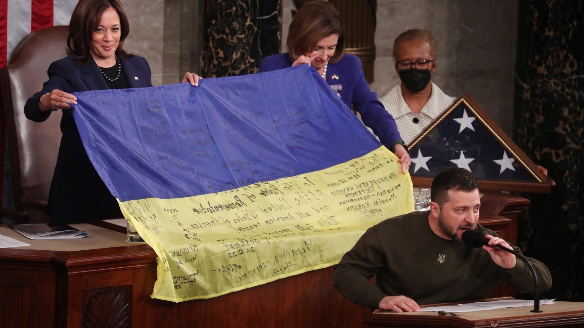 El presidente ucraniano, Volodímir Zelenski, da un discurso en el Congreso de Estados Unidos