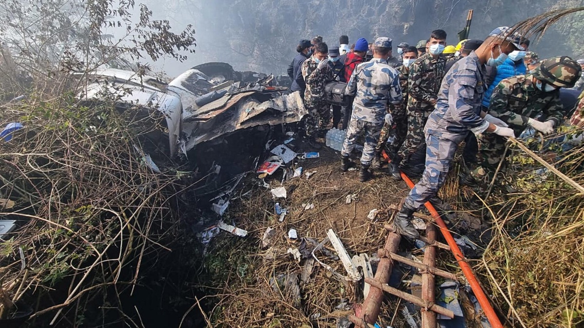 Imagen del avión estrellado en Nepal