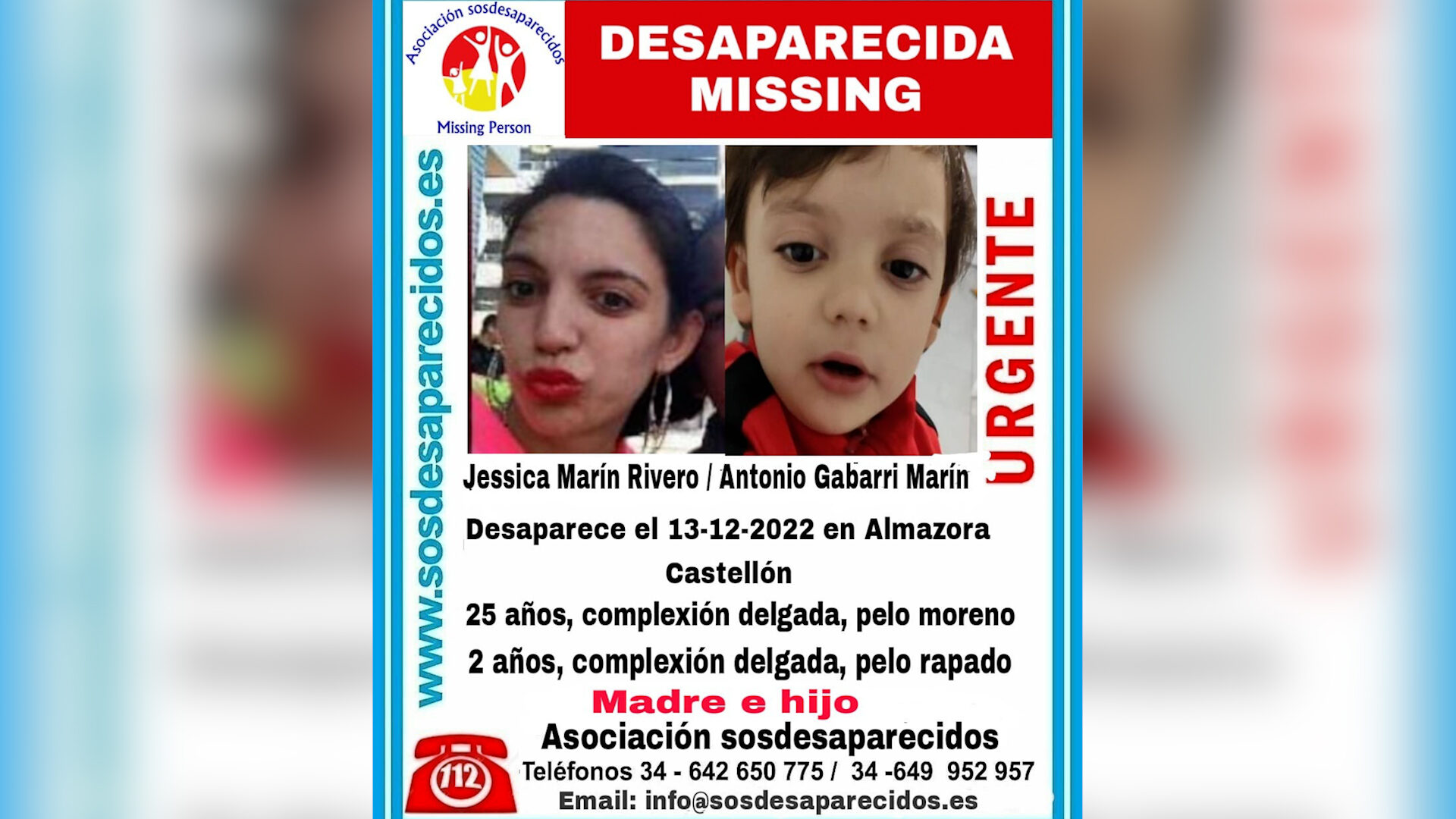 Cartel de desaparecidos de Jessica Marín Rivero y Antonio Gabarri Marín.