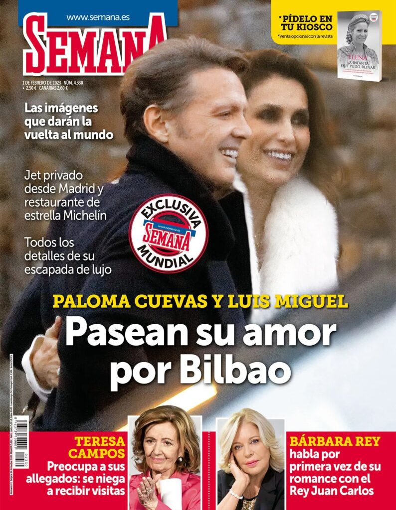 La revista Semana publica las fotos de Paloma Cuevas y Luis Miguel, muy cariñosos por Bilbao