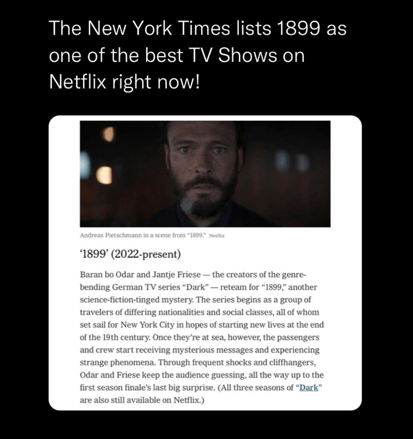 '1899' en la lista de mejores series de 2022, según 'The New York Times'