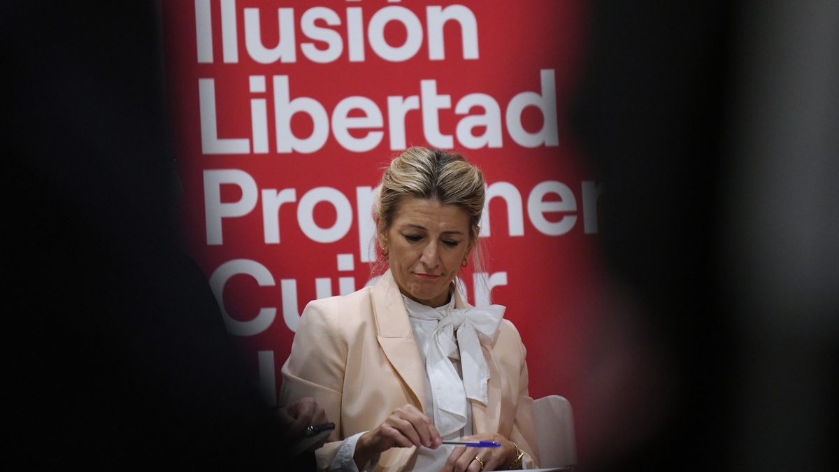 La vicepresidenta segunda y líder de 'Sumar', Yolanda Díaz, en un acto de su plataforma, en Madrid.