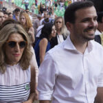 La vicepresidenta segunda, Yolanda Díaz (2i), junto a el ministro de Consumo, Alberto Garzón (d), y la ministra de Derechos Sociales y secretaria general de Podemos, Ione Belarra, (i) en una imagen de archivo.