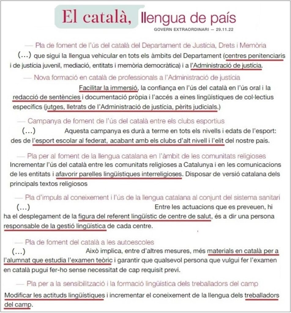 Siete de las medidas más singulares incluidas en 'El català, llengua de país'