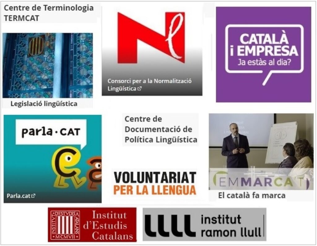 Algunos de las decenas de organismos y servicios oficiales dedicados a implantar el catalán