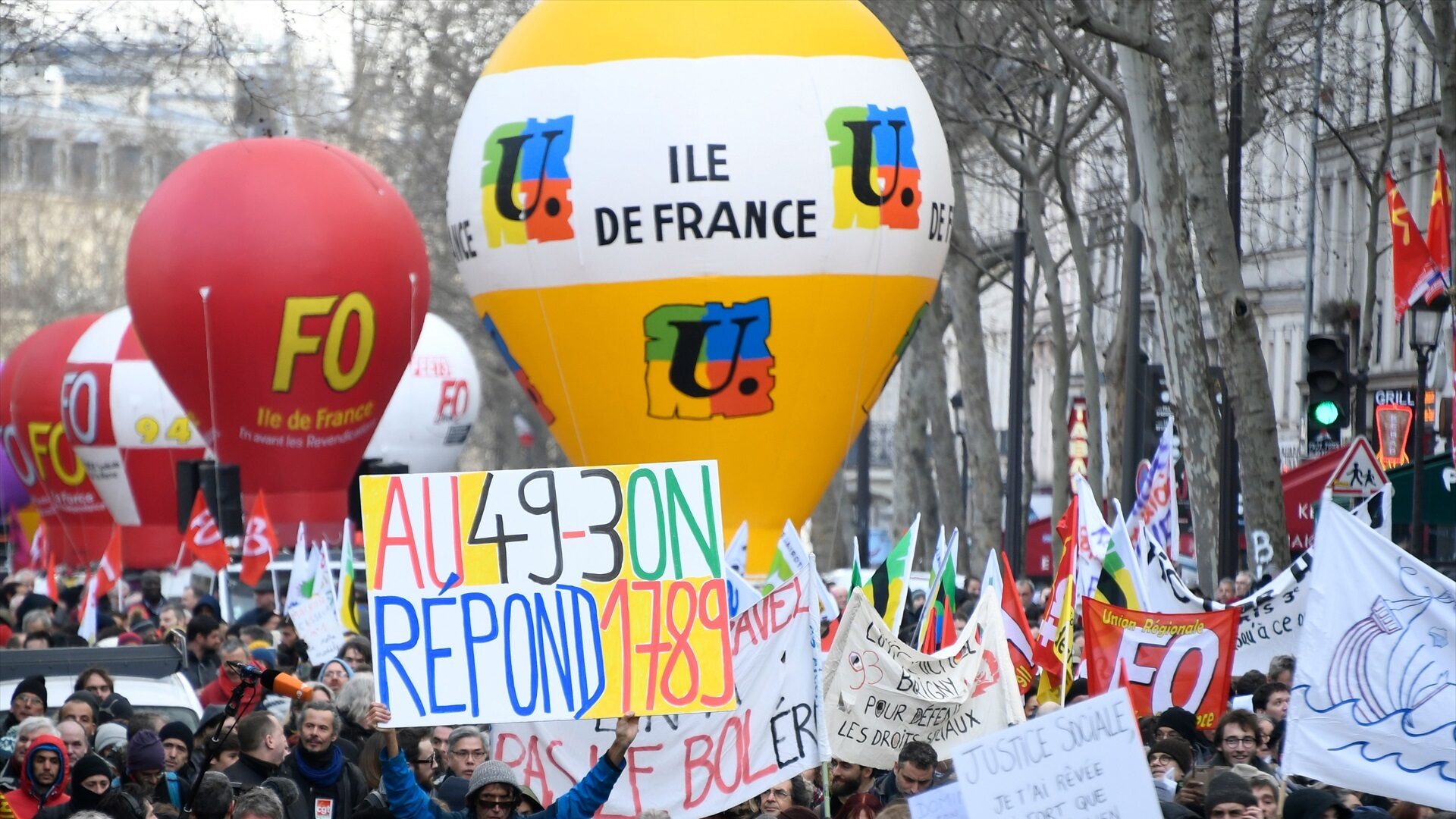 Manifestación contra la reforma de pensiones del Gobierno de Emmanuel Macron.