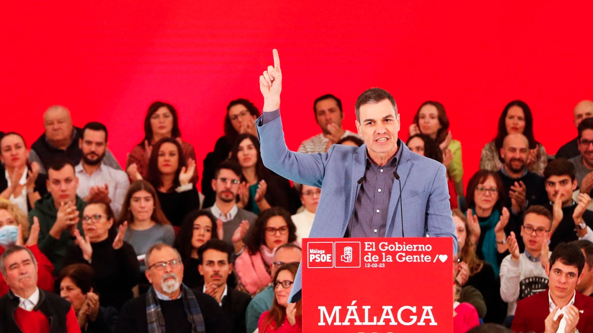 Pedro Sánchez durante un acto del PSOE en Málaga