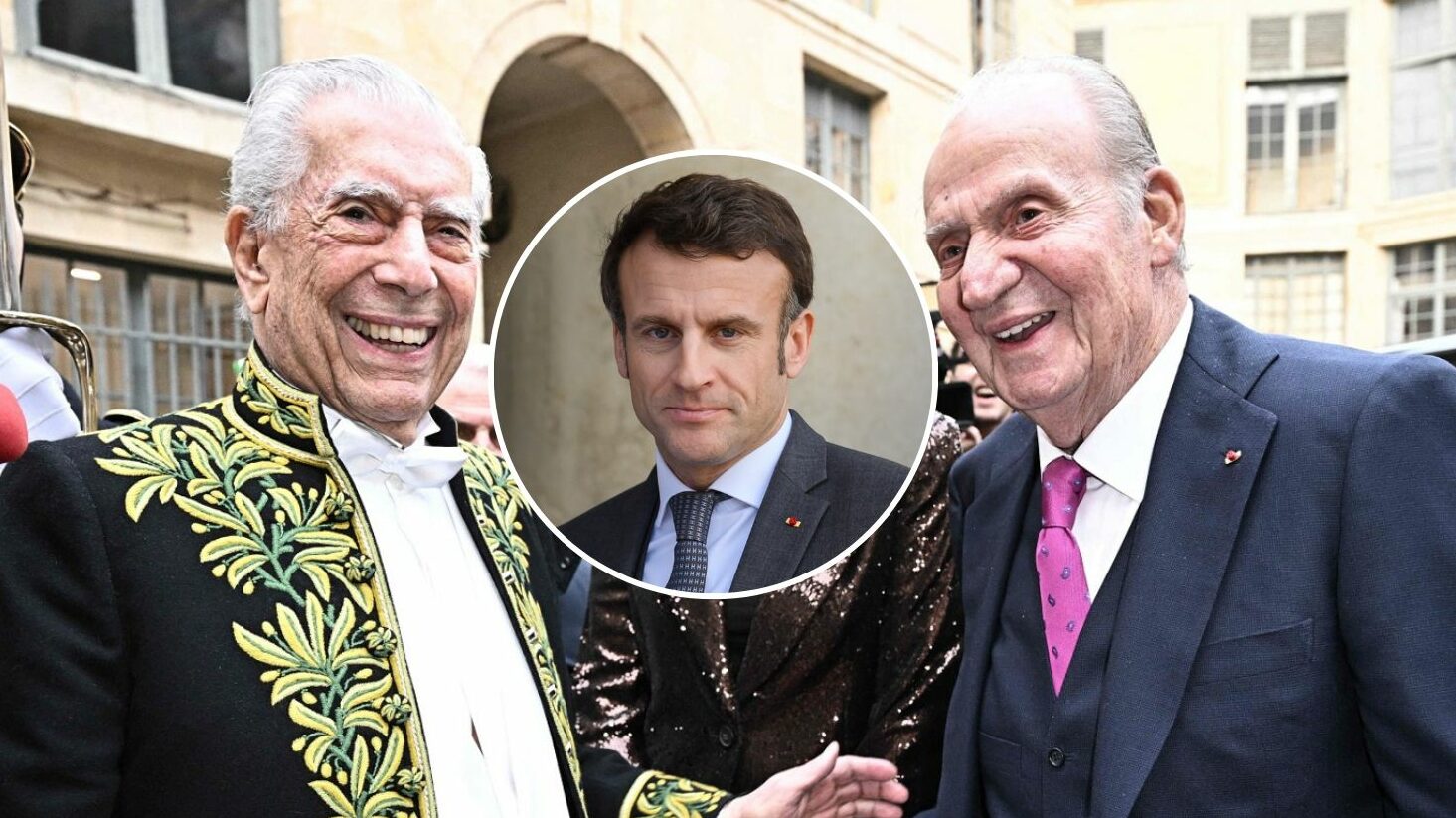 El rey Juan Carlos y Mario Vargas Llosa, de cena con Emmanuel Macron en París