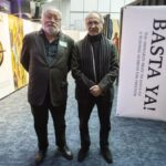 Fernando Savater y José Ibarrola, en la inauguración de la muestra de ¡Basta Ya! en el Parlamento Europeo