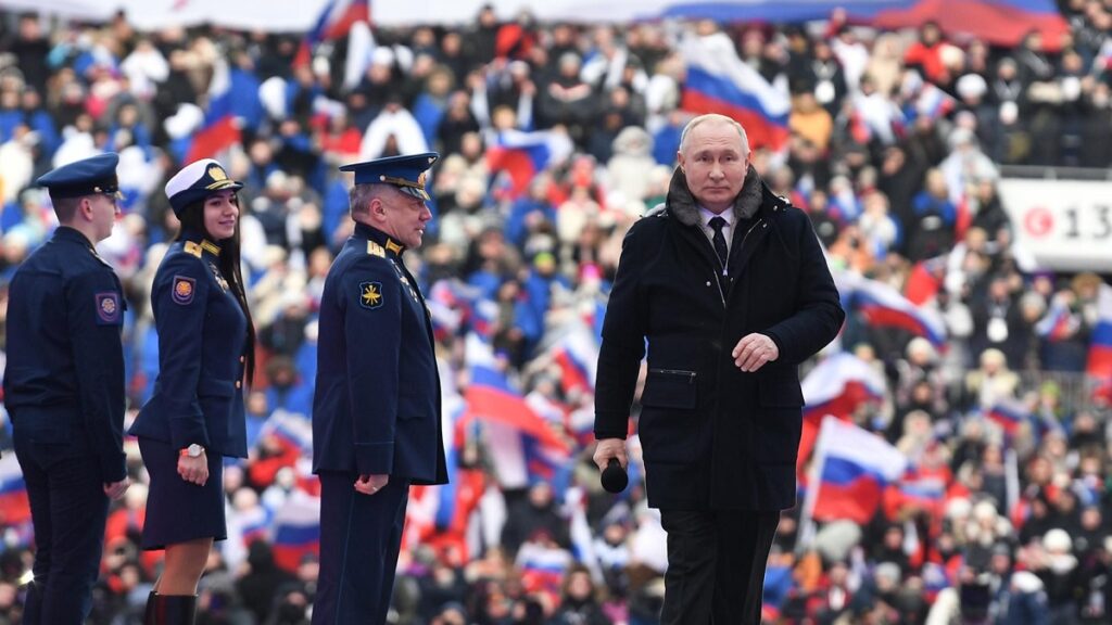 El presidente ruso, Vladimir Putin, en un evento multitudinario en Moscú