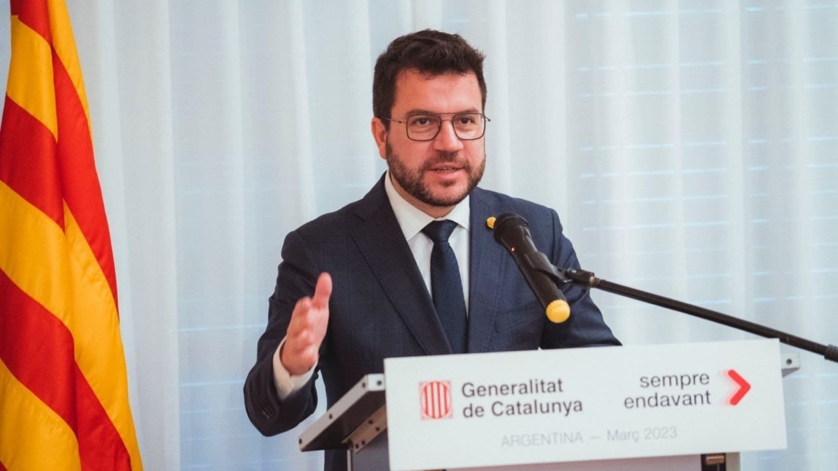 El presidente de la Generalitat, Pere Aragonès, en la inauguración de la delegación del Govern en el Cono Sur.