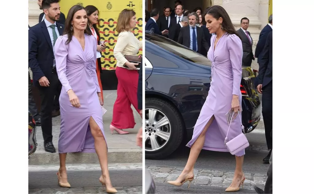 La reina Letizia, espectacular en Cádiz con un vestido lila con el que presumió de piernas