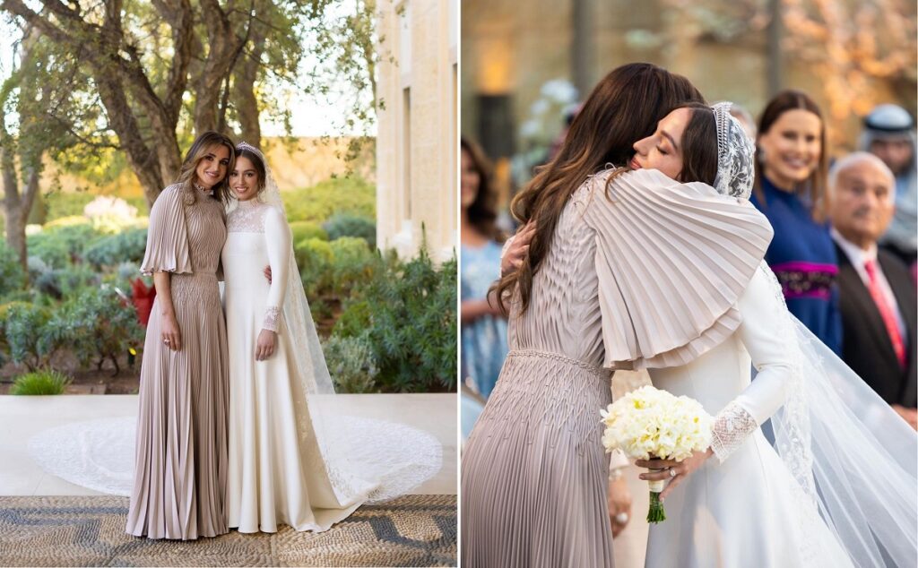 Así fue la boda de la hija de Rania de Jordania: el vestido de Dior de la  princesa Iman, los detalles y looks