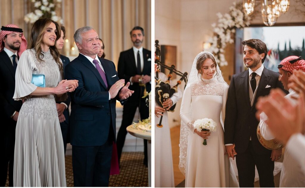 Los reyes de Jordania en la boda de su hija Iman