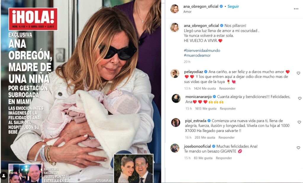 Muchos famosos apoyan a Ana Obregón tras ser madre por gestación subrogada