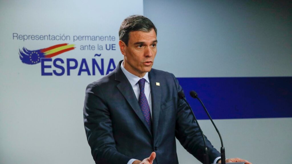 El presidente del Gobierno, Pedro Sánchez, desde Bruselas