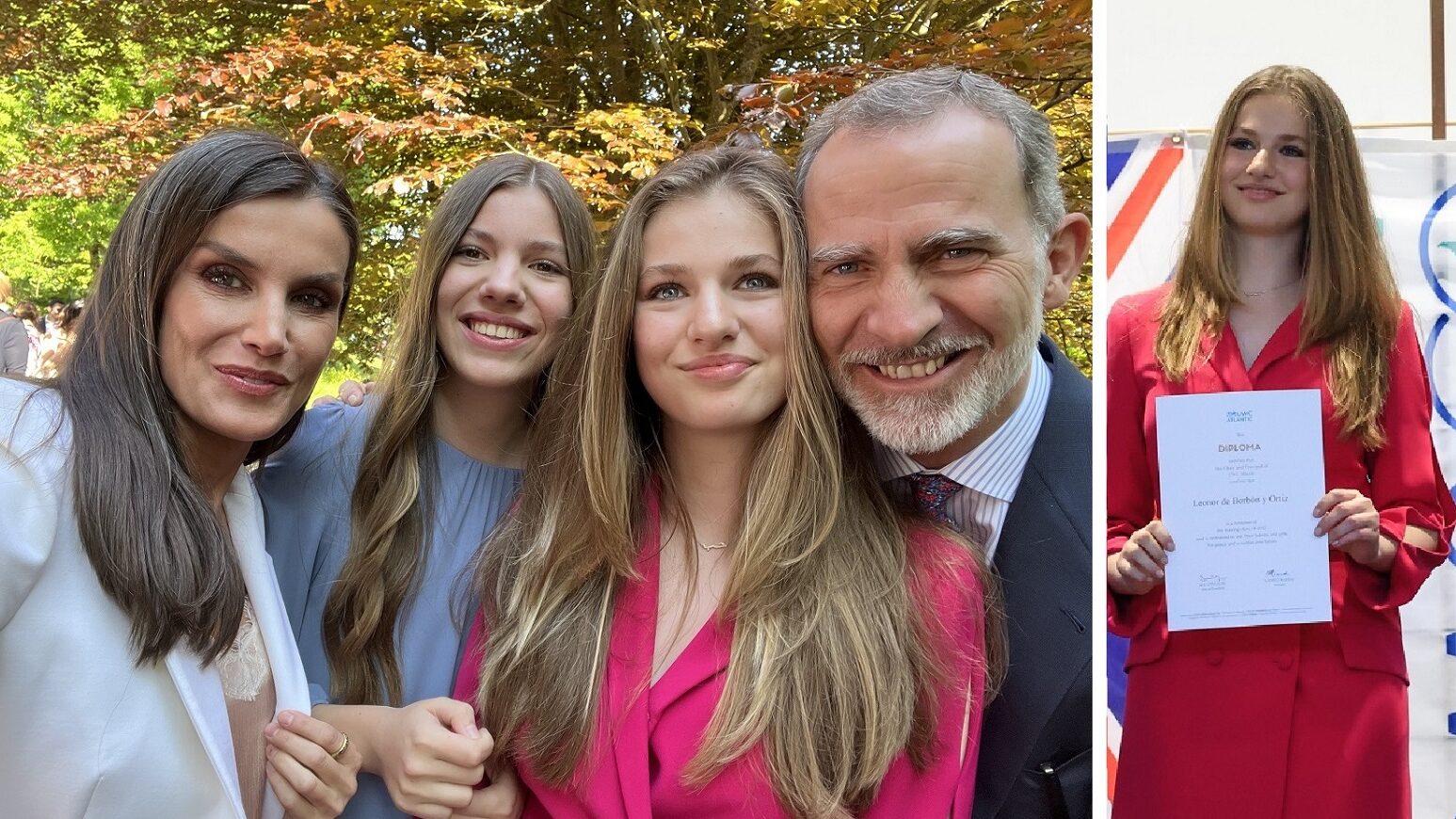 Los reyes Felipe y Letizia y su hija Sofía asisten a la graduación de la princesa Leonor