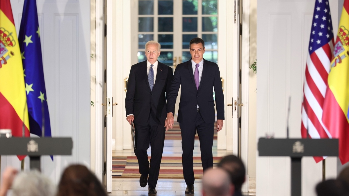 El presidente de los EEUU, Joe Biden y el presidente del Gobierno, Pedro Sánchez