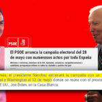 Montaje Sánchez con Biden y nota PSOE