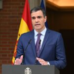 Declaración institucional ofrecida por el presidente del Gobierno, Pedro Sánchez, desde el Palacio de la Moncloa.