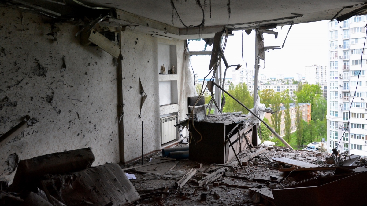 Un apartamento dañado en Kiev tras un ataque ruso