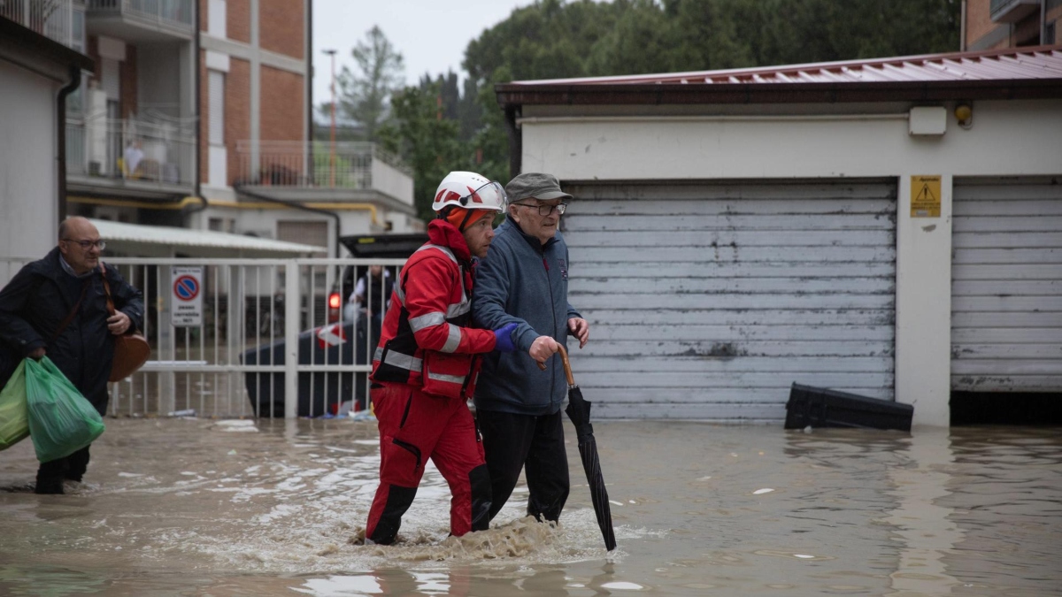 Inundaciones por las fuertes lluvias en Cesena (Italia)