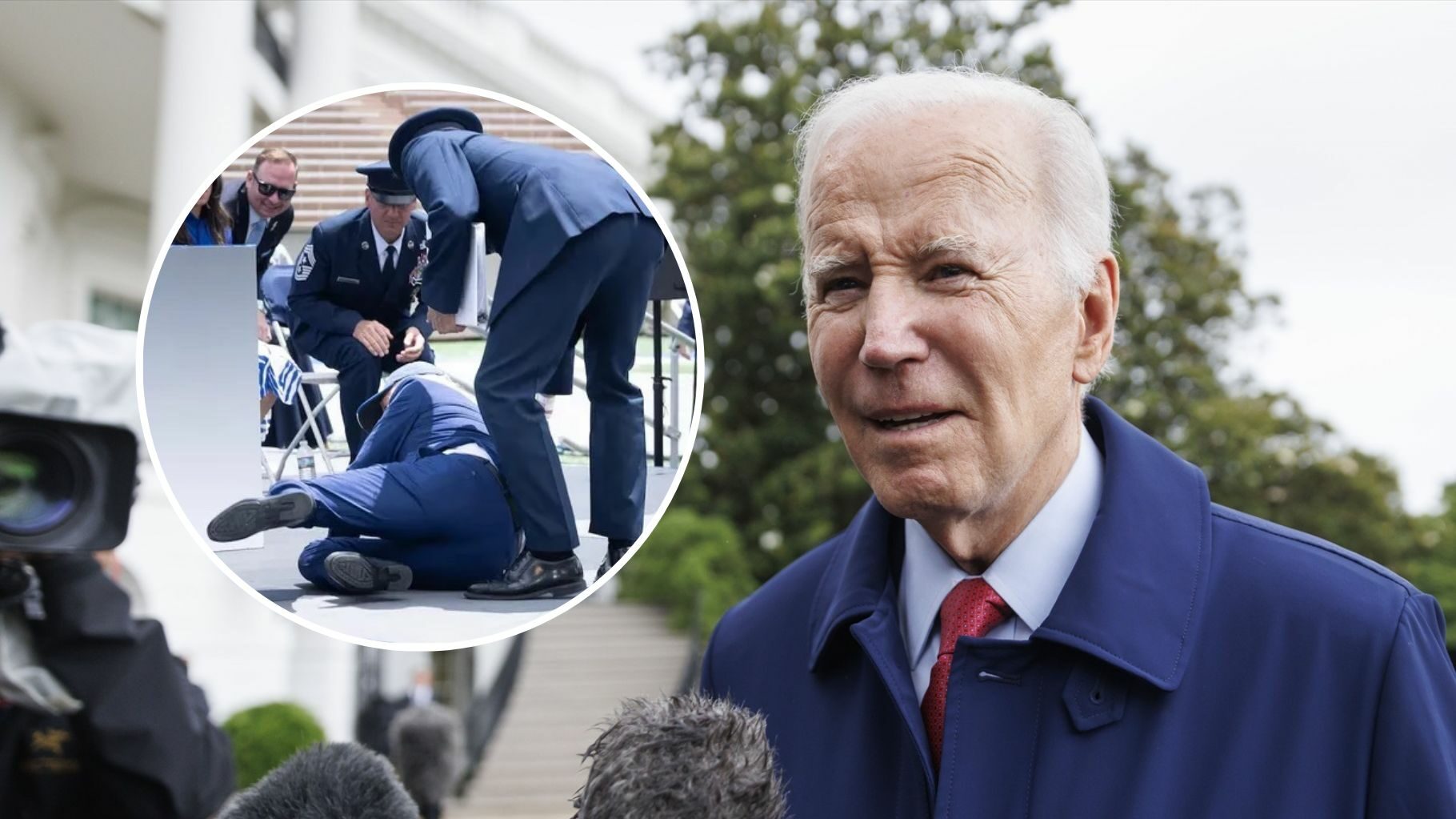 Así fue la aparatosa caída de Joe Biden con la que acabó en el suelo durante una ceremonia militar