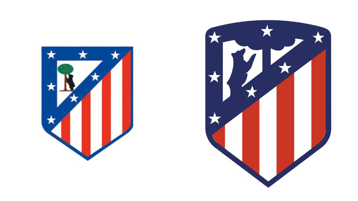 La evolución del escudo del Atlético de Madrid que tanto rechazo ha generado.