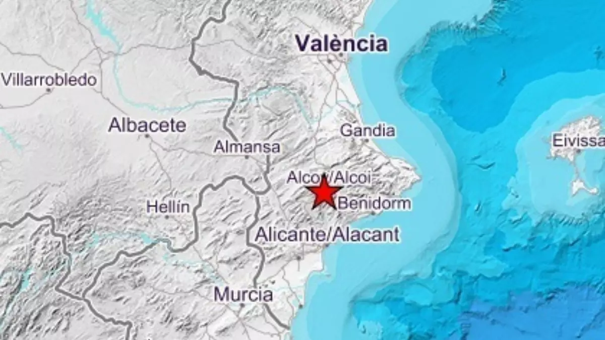 Registrado este domingo un terremoto de magnitud 2,4 en Alcoi (Alicante)