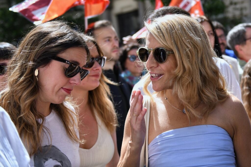 Irene Montero y Yolanda Díaz el pasado 1 de mayo, en la manifestación por el Día Internacional del Trabajador en Madrid