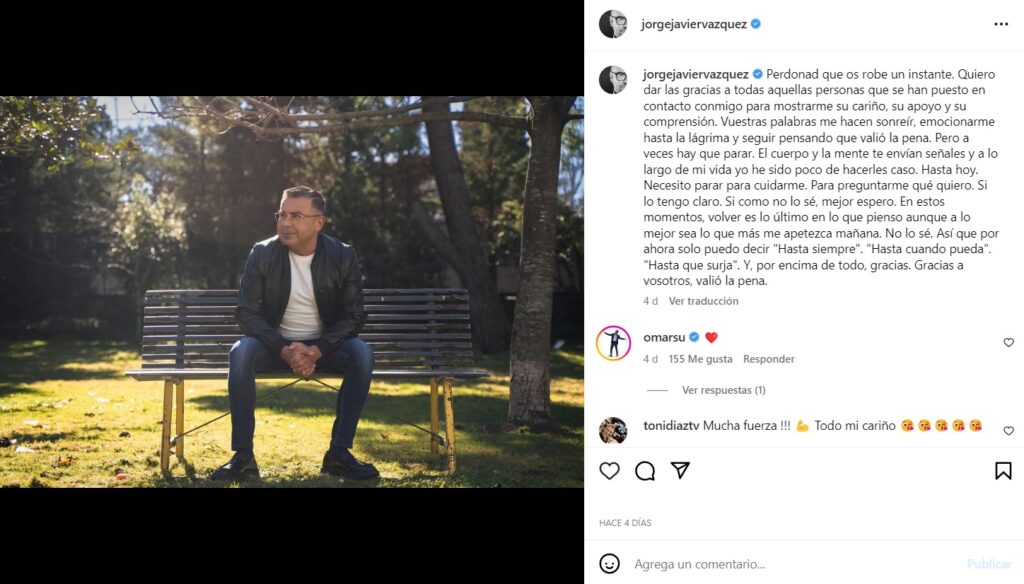 Jorge Javier Vázquez anunció su retirada de la televisión con este mensaje