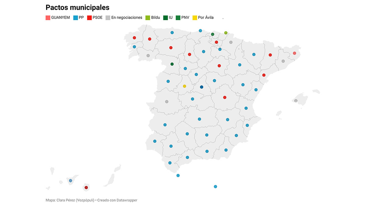 Mapa pactos electorales tras el 28-M