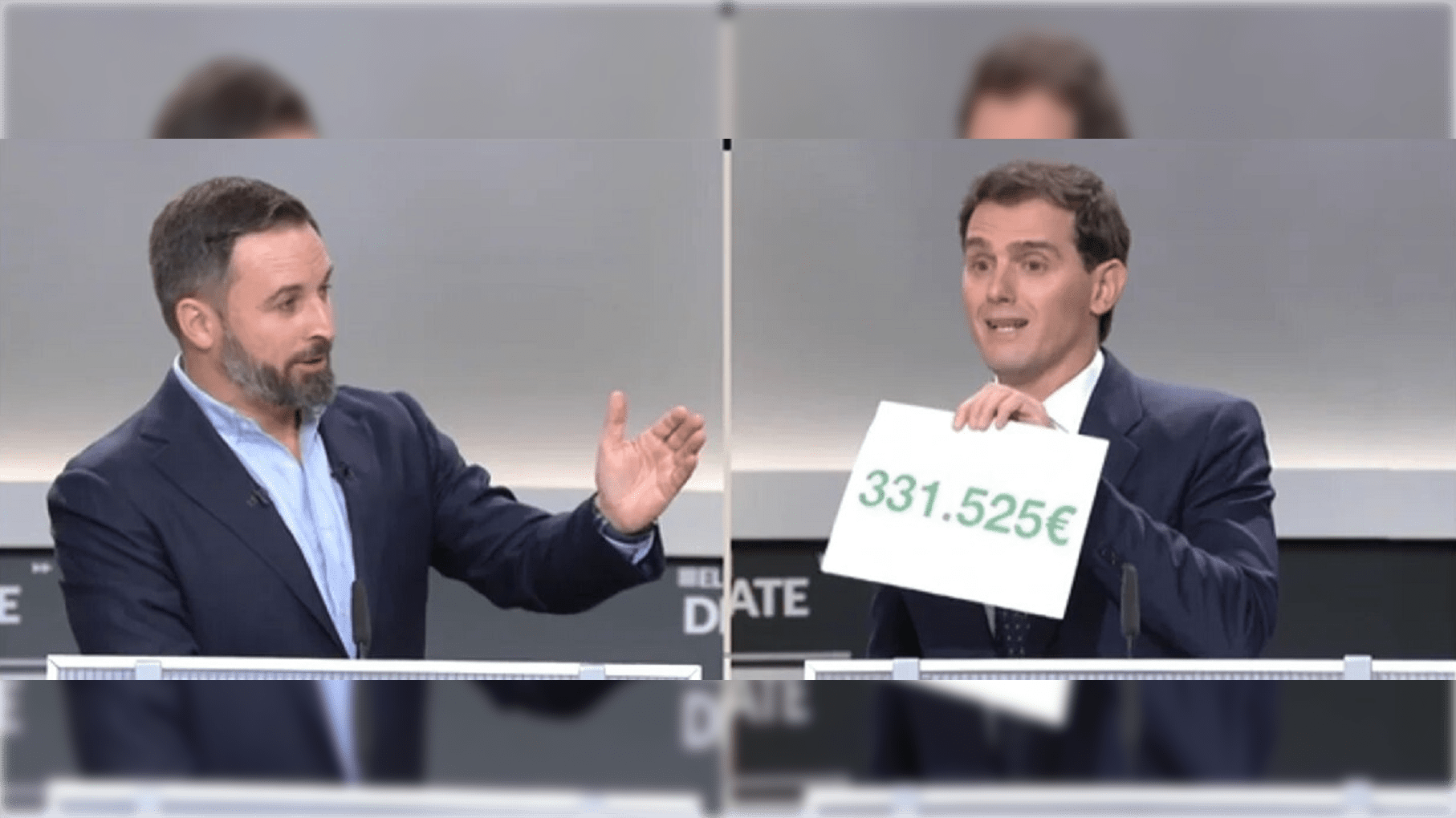 Santiago Abascal y Albert Rivera en un debate electoral en TV.