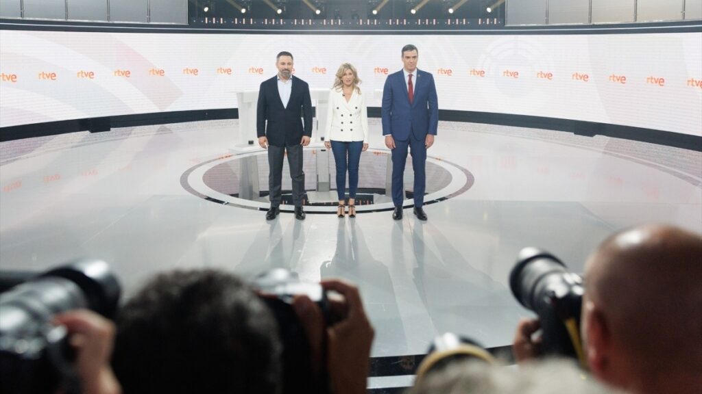 Santiago Abascal, Yolanda Díaz y Pedro Sánchez