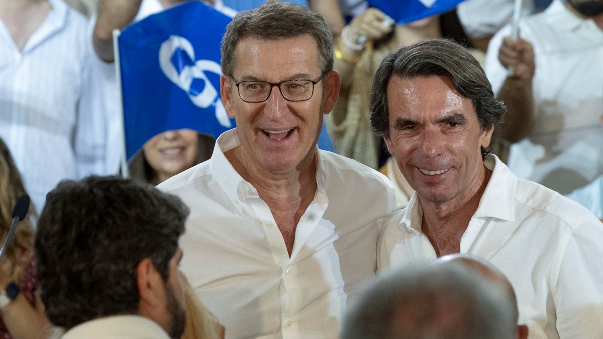 Aznar y Feijóo, durante la campaña del 23-J
