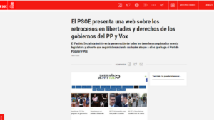 Captura de la web del PSOE.