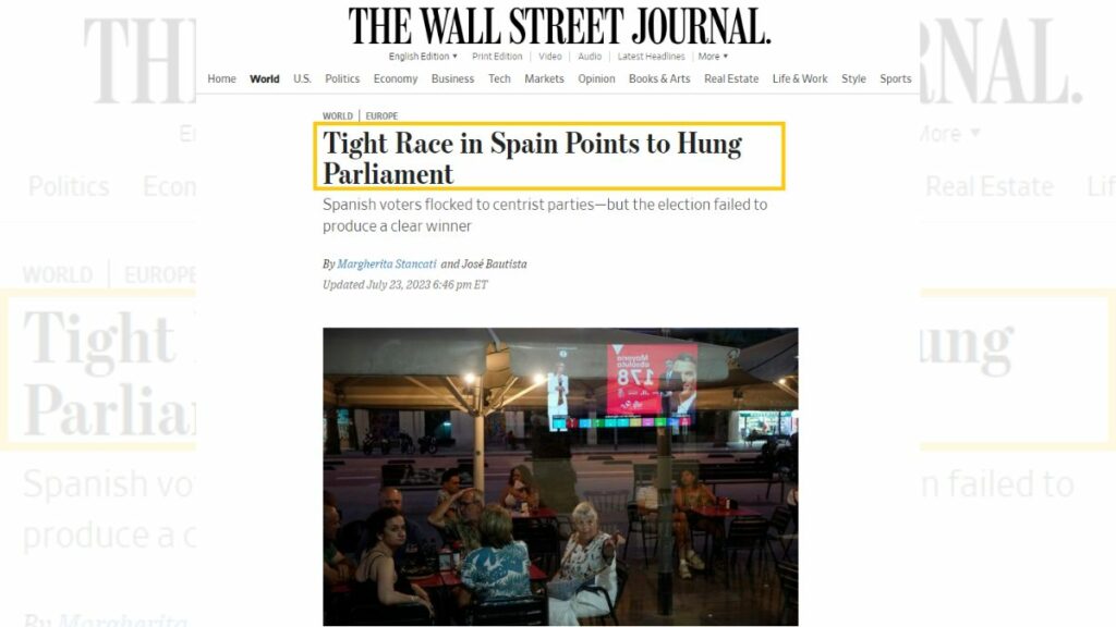 'The Wall Street Journal', sobre las elecciones del 23-J