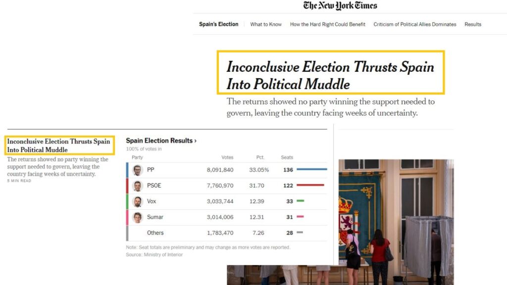 'The New York Times', sobre las elecciones del 23-J