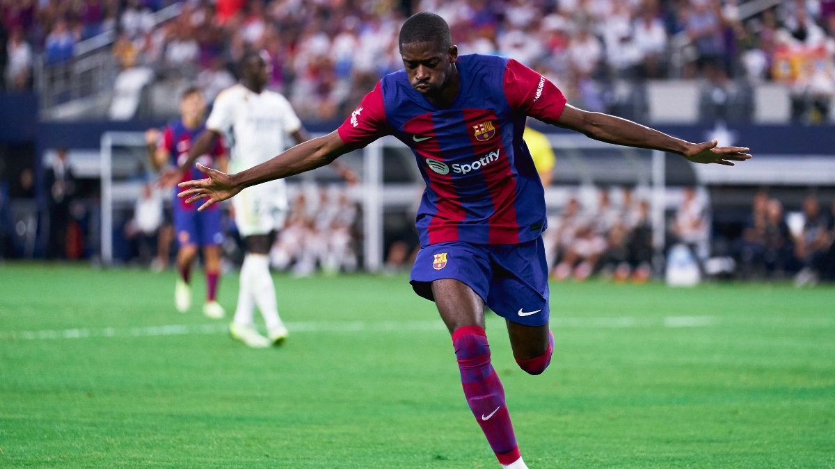 El ex jugador del FC Barcelona Ousmane Dembélé en un partido de pretemporada en Estados Unidos