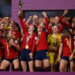 Las jugadoras de España, tras levantar la Copa del Mundo