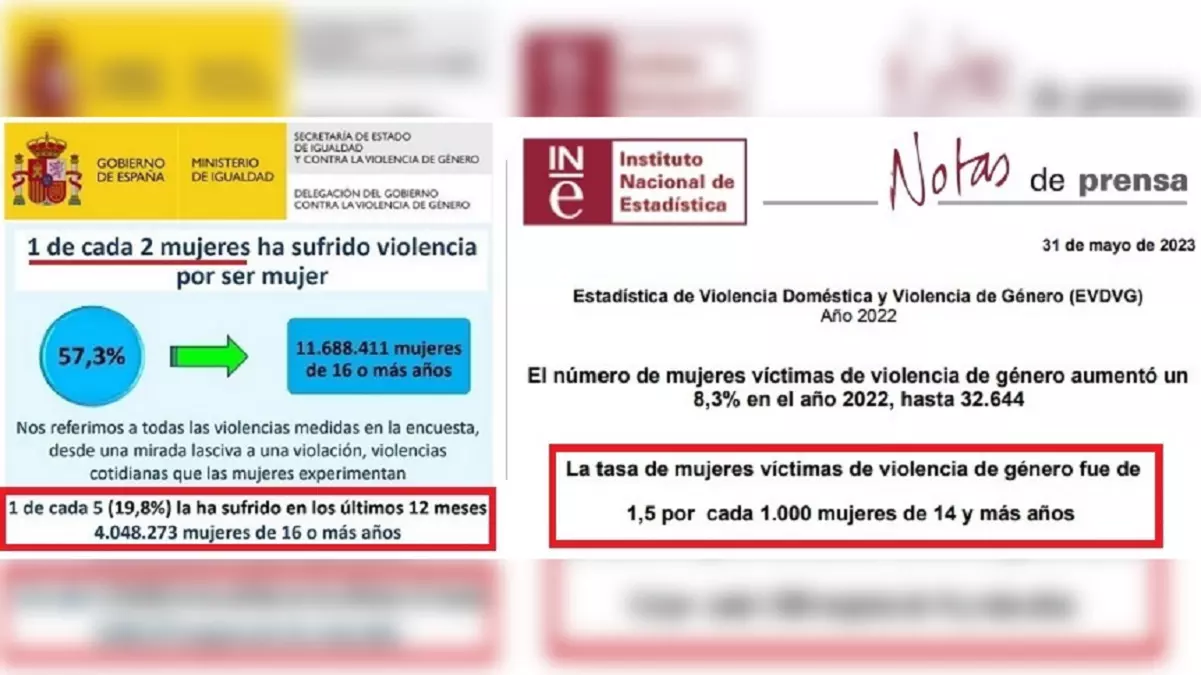 Para el Gobierno el 19,8% de las mujeres ha sufrido violencia en el último año, porcentaje que el INE sitúa en el 0,15%