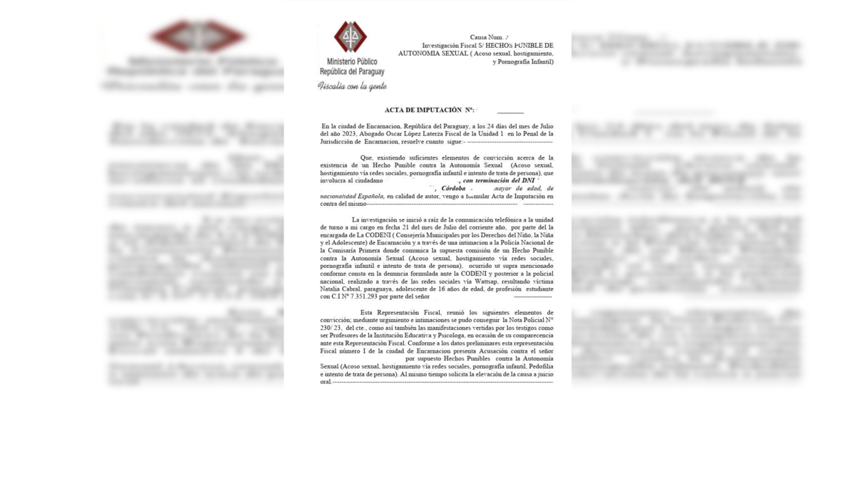 Uno de los documentos enviados desde Paraguay para extorsionar a personas en España