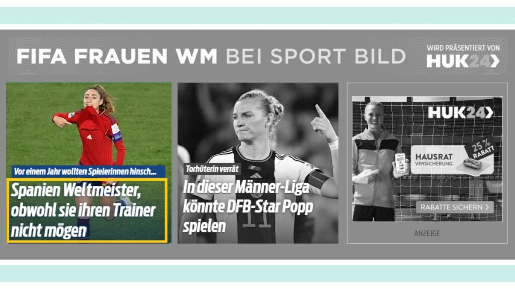 Noticia sobre la Selección española femenina, campeona del Mundial, en 'Sport Bild'