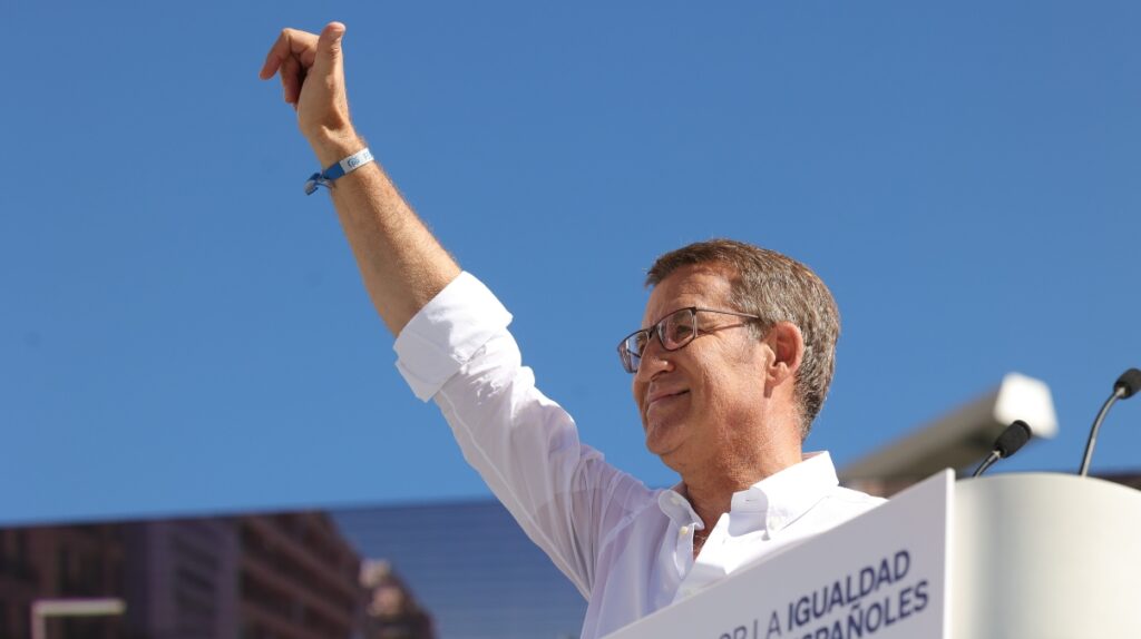 Feijóo, durante el acto del PP en Madrid contra la amnistía el pasado 24 de septiembre