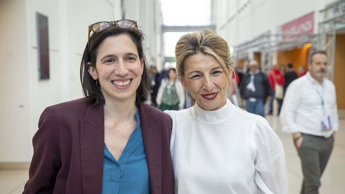 La vicepresidenta y líder de Sumar, Yolanda Díaz, con la líder del PD de Italia, Elly Schlein