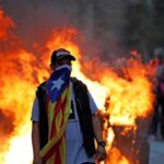 Manifestación violenta en Cataluña