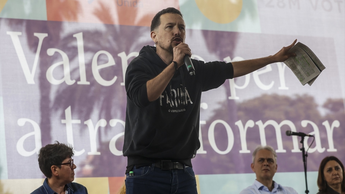 Pablo Iglesias en un acto de cierre de campaña de Unides Podem-Esquerra Unida