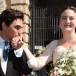 La duquesa de Medinaceli, Victoria de Hohenlohe, y Maxime Corneille el día de su boda en Jerez